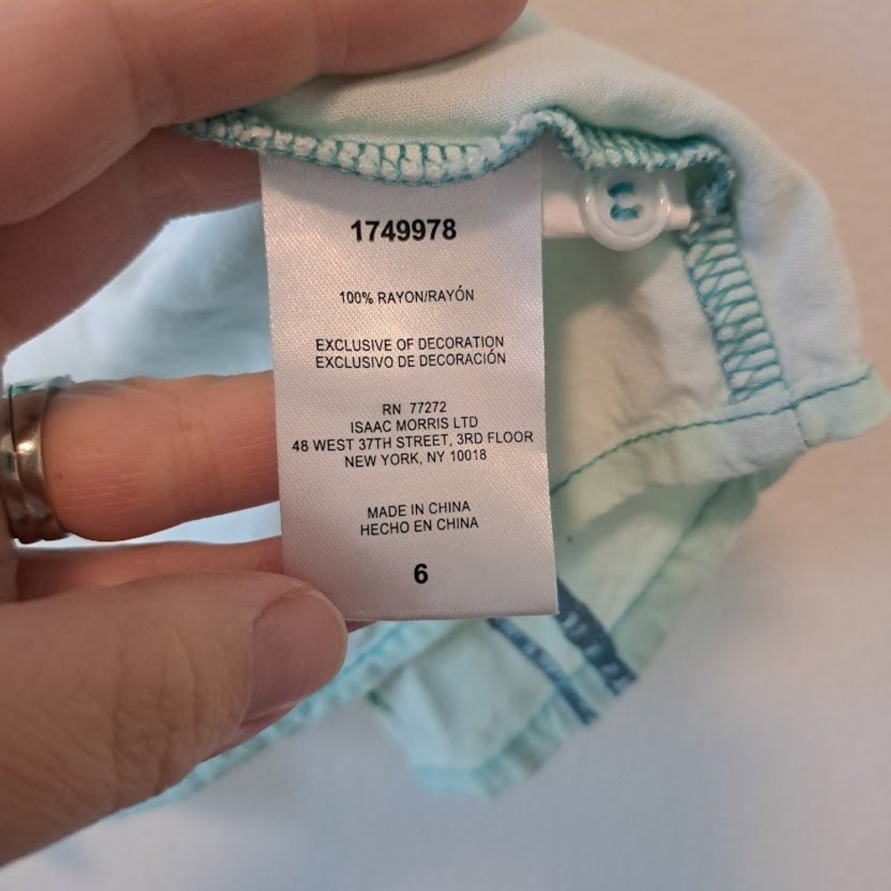 Tommy Bahama Boys Teal Ombre Palm Tree Rayon Button Down Shirt Size 6 - Picture 4 of 5